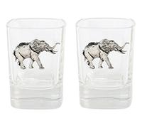 Gamekeepers Cottage gifts Elephant Pair of Shot Glasses Crystal Cut Tot Party Gift 116