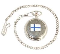 Gamekeepers Cottage gifts Finland Flag Pocket Watch Pewter Fronted Quartz Personalised Gift 623