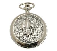 Gamekeepers Cottage gifts Fleur-De-Lis Pocket Watch Pewter Fronted Quartz Personalised Gift 466