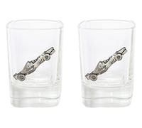 Gamekeepers Cottage gifts Formula 1 Car Pair of Shot Glasses Crystal Cut Tot Party Gift 137