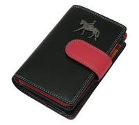 Gamekeepers Cottage gifts Horse Dressage Ladies Leather Purse with Coin Pouch RFID Safe Black & Pink Gift 182