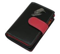 Gamekeepers Cottage gifts Kingfisher P Ladies Leather Purse with Coin Pouch RFID Safe Black & Pink Gift 203