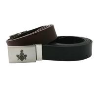 Gamekeepers Cottage gifts Masonic Pewter Cut Out Stylish Men's Leather Belt and Buckle Set Brown or Black Gift 230