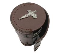 Gamekeepers Cottage gifts Pheasant Stack of 4 Cups In Leather Case Shooting Gift