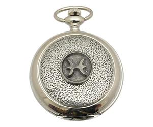 Gamekeepers Cottage gifts Pisces Zodiac Pocket Watch Pewter Fronted Quartz Personalised Gift 278