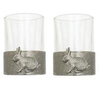 Gamekeepers Cottage gifts Rabbit Pair of Pewter Based Round Shot Glasses 50ml Party Gift 291