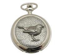 Gamekeepers Cottage gifts Robin Pocket Watch Pewter Fronted Quartz Personalised Gift 539