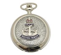 Gamekeepers Cottage gifts Royal Navy Crown and Anchor Pocket Watch Pewter Fronted Personalised Gift ME1