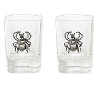 Gamekeepers Cottage gifts Spider Pair of Shot Glasses Crystal Cut Tot Party Gift 341