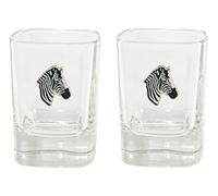 Gamekeepers Cottage gifts Zebra Enamel Pair of Shot Glasses Crystal Cut Tot Party Gift 407
