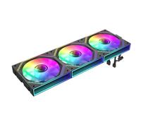GameMax 120mm Linked PC Case Fans Black with Infinity Mirror Center ARGB 5V 3pin Aura Sync 800-1600 RPM 4pin PWM - Triple Pack (25mm, Fan Pack, PC Case Fan, Desktop)