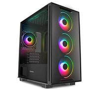 GameMax Commando Tempered Glass ARGB PC Gaming Case, M-ATX, 4 x GameMax Razor ARGB Fans Included, Mobo Sync, TG Front & Side Panel, 6 Fan Support, Water-Cooling Support, For Home & Office Use | Black