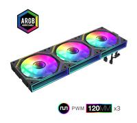 GameMax FN12A-S3I 3-Pack 120mm Infinity ARGB Black 4pin PWM Linked Cooling Fans