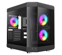 GameMax Hype Black Modern Aesthetic Dual Chamber Tempered Glass Mid-Tower ATX PC Gaming Case with 3 x Infinity 120mm ARGB Dual-Ring Fans, V4.0 PWM ARGB Hub & USB Type C