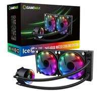 GameMax Ice Chill 240mm ARGB AIO Water Cooling System, Infinty Mirror Design, 2 x 120mm ARGB Fan, ASUS Aura Sync, AMD & Intel Compatible, Advanced Liquid Cooling | Black