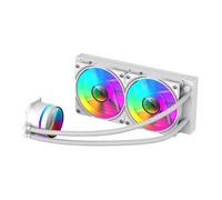 GameMax Iceburg 240mm ARGB CPU Liquid Cooler, AIO Cooler 240mm CPU Water Cooler For Intel & AMD, 2 x 120mm ARGB Infinity PWM Fans, 800 to 2000RPM & Infinity Mirror Rotatable Cap Design | White