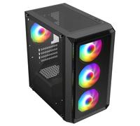 GameMax Icon Black Micro-ATX TG Gaming Case with 2 x Darkened Tempered Glass Panels & 4 x 12cm Inner-Ring ARGB Fans & 6-Port Hub