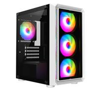 GameMax Icon White Micro-ATX TG Gaming Case with 2 x Darkened Tempered Glass Panels & 4 x 12cm Inner-Ring ARGB Fans & 6-Port Hub