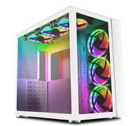 GameMax Infinity Mid-Tower ATX PC Gaming Case With 6 x Dual-Ring ARGB Fans, 6 Port Fan Controller, 30cm ARGB LED Strip, Tempered Glass Side Panel | White