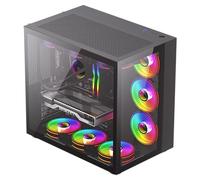 GameMax Infinity Mid-Tower ATX PC Gaming Case With 6 x Dual-Ring ARGB Fans, 6 Port Fan Controller, 30cm ARGB LED Strip, Tempered Glass Side Panel | Black