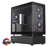 GameMax N80 Black ATX PC Gaming Case with 6 x 120mm PWM ARGB Fans and 10-Port Fan Hub Curved Tempered Glass Panel - CSGMXN80BLK