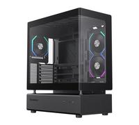 GameMax N80 BLK Curved Tempered Glass ATX PC Computer Case With Dual Chamber Layout, 5 x 120mm Reverse & 1 x 120mm ARGB PWM Fans, 360mm Watercooling Compatbility & USB Type-C 3.1 Gen2 Port