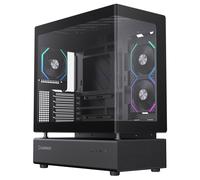 GameMax N80 Black ATX PC Gaming Case with 6 x 120mm PWM ARGB Fans and 10-Port Fan Hub Curved Tempered Glass Panel - CSGMXN80BLK