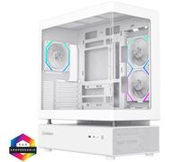 GameMax N80 White Mid Tower Tempered Glass PC Gaming Case with 6x ARGB