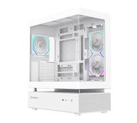 GameMax N80 WHT Curved Tempered Glass ATX PC Computer Case With Dual Chamber Layout, 5 x 120mm Reverse & 1 x 120mm ARGB PWM Fans, 360mm Watercooling Compatbility & USB Type-C 3.1 Gen2 Port