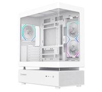 GameMax N80 WHT Curved Tempered Glass ATX PC Computer Case With Dual Chamber Layout, 5 x 120mm Reverse & 1 x 120mm ARGB PWM Fans, 360mm Watercooling Compatbility & USB Type-C 3.1 Gen2 Port