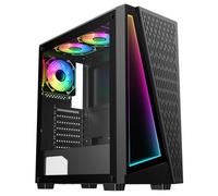 GameMax Prism Black With Infinity Front Panel & Tempered Glass Side Panel ATX PC Gaming Case with 3 x 120mm Infinity PWM Fans & PWM ARGB Hub Included