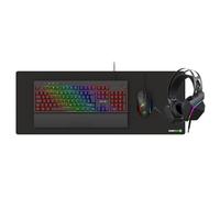 GameMax Pulse Pro 4-in-1 Bundle with RGB Keyboard & Mouse, 12,800 DPI, 5.1 Stereo Headset with 50mm Drivers and Mouse Pad for Windows
