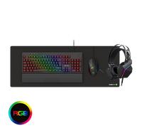 GameMax Pulse Pro 4-in-1 Bundle with RGB Keyboard & Mouse, 12,800 DPI, 5.1 Stereo Headset with 50mm Drivers and Mouse Pad for Windows