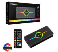 GameMax V4.0 ARGB PWM 9 Port Black Fan Hub With SATA Power and RF Remote - Black