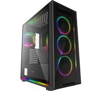 GameMax View ARGB PC Gaming case, ATX, 3 x 120mm Razor Fans Included, 2 x ARGB LED Strips Included, ARGB Hub, 9 Fan Support, Water-Cooling Ready | Black