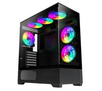 GameMax Vista Black Dual Tempered Glass Panelling ATX PC Gaming Case with 6 x Infinity 120mm ARGB Dual-Ring Fans & GameMax V4.0 PWM ARGB Hub Included