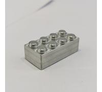 GAMEMEN Metal Aluminum Bricks 15.8 * 31.8mm 2x4 Brick Machining Make Could Play with Plastic Bricks Natural Metal Color Red Green Blue for You Choose (5PCS Natural Silver)