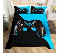 Gamepad Duvet Cover Black Blue Game Controller Decor Comforter Cover Junior/Cot Bed for Boys Girls Teens Room Decor Bedding Set Kids Youth Sci-Fi Style Videogame Joysticks Bedspread 2Pcs