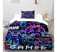 GAMEPAD GAMER Bedding Set 3D Digital Printing Game Theme Duvet Cover Set Microfiber Quilt Cover Universal for All Seasons with Pillow Single（135x200cm）