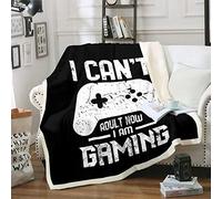 Gamepad Gamer Gaming Fleece Throw Blanket for Kids Boys Girls White Joystick Modern Game Controller for Sofa Bed,Single 50x60 Inch