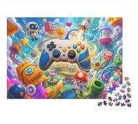 Gamepad Robot Mushroom 1000pcs Mini Puzzle For Family Challenging | 38x26cm Cardboard Living Room Decor Durable Structure Friend Gift Brain Training