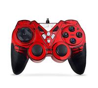 Gamepad Wired Controller Joystick Gamepad Support Vibration USB Game Handle with Turbo AUTO Function Keys for Computer/TV / PS3 / Set-Top Box (Color : Red)