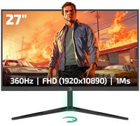 GAMEPOWER Rapid 360Hz Gaming Monitor 27 Inch IPS Panel, 1ms Response Time, Full HD 1080p, HDR, Height Adjustable & Pivot Function, FreeSync & G-Sync, Professional Esports PC Screen