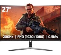 GAMEPOWER T50 27 Inch Curved Gaming Monitor, 180Hz 1080p Display, 0.5ms Response Time, VA Panel, AMD FreeSync, HDR Support, 125% sRGB, RGB Backlight, Dual Speakers, Zero Frame Design, HDMI/DP, 1500R