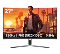 GAMEPOWER V80 27 Inch Curved Gaming Monitor, 280Hz 1080p Display, 0.5ms Response Time, VA Panel, AMD FreeSync, HDR Support, 125% sRGB, RGB Backlight, Dual Speakers, HDMI and Displayport Inputs,1500R