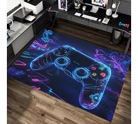 Gamer Area Rug for Game Room, Purple Neon Game Console 3D Watercolor Graffiti Cool Gaming Rug for Boy Room, Flannel Washed Rug, Large Living Room Rug Gray, Videogame Game Zone, 50x80 cm, Color 5