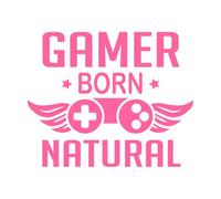 Gamer Born Natural Mural and Wall Vinyl Decal 41x50.4cm Equipped with Transfer Film kit Pink