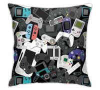 Gamer Controller All Throw Pillow Covers 18"X18" Cozy Velvet Square Throw Pillowcases Home Decor For Bed Couch Sofa Living Room Cushion Cover