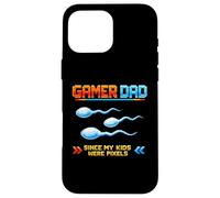 Gamer Dad Since My Kids Were Pixels Funny 80s 90s Adult Case for iPhone 16 Pro Max