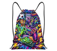 Gamer Drawstring Bag, Waterproof Swimming Bag for Boys, Video Game Boys Gym Bag, Large Capacity Storage Backpack for School Travel Sports and Hiking